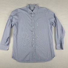 Faconnable Dress Shirt Mens 17 / 43 / Large Blue Yellow Classique Button Up