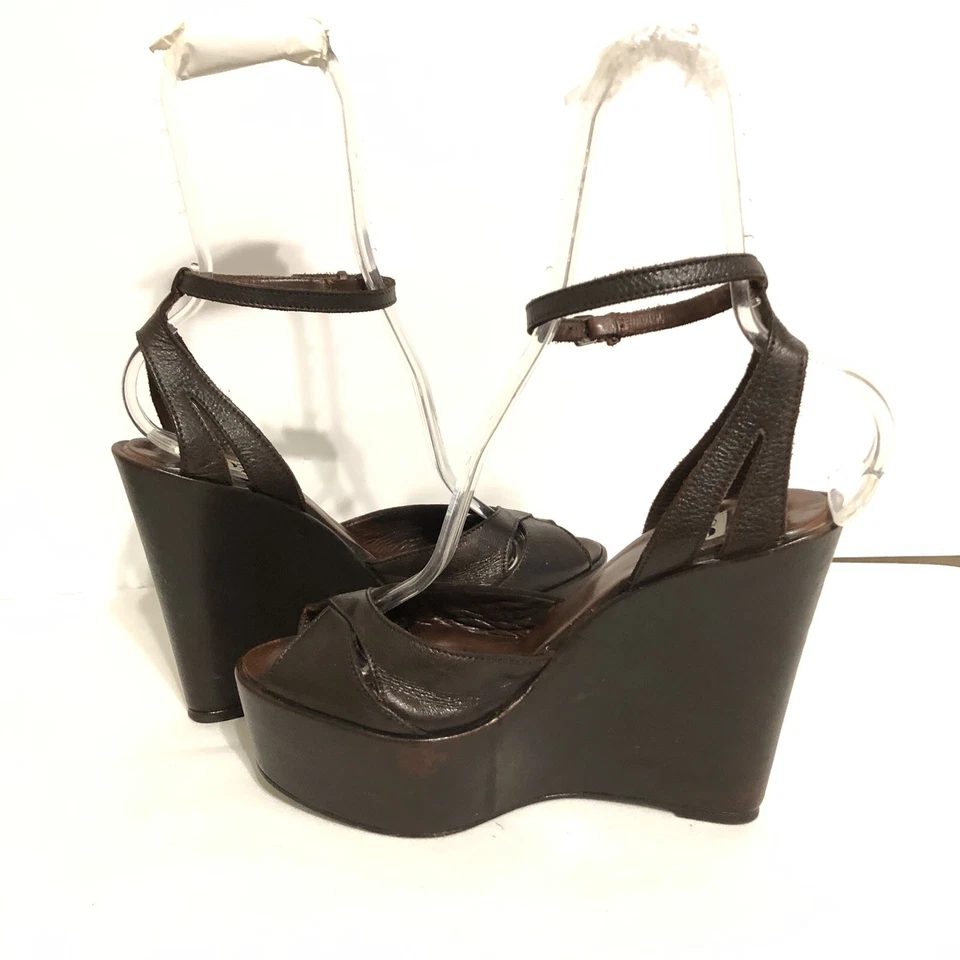 CO OP Barneys New York Mujer Correa Tobillo Punta abierta Plataforma Cuñas Marrón Talla 39 Foto 4 de 4