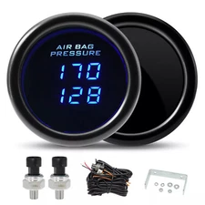 2" 52mm Air Pressure Gauge Dual Digital Display Blue LED Air Ride Meter w/Sensor