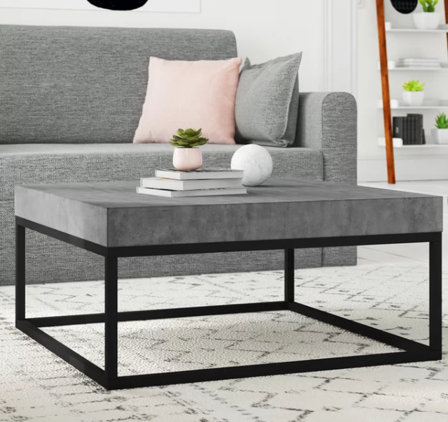 Concrete Look Coffee Table Large Room Furniture Industrial Cabinet Wine Storage For Sale Ebay