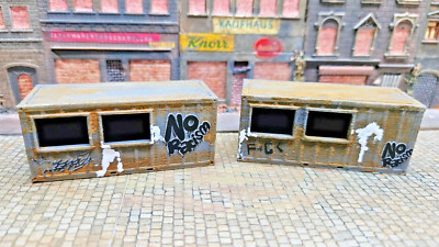 2x Wohncontainer Container Verein Kiosk Bude H0 (1:87) ggf. Rostoptik + Graffiti