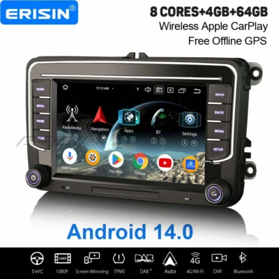 CarPlay Autoradio Android 14 Navi Für VW Caddy Amarok Crafter T6 Polo Skoda Yeti - Bild 1 von 4