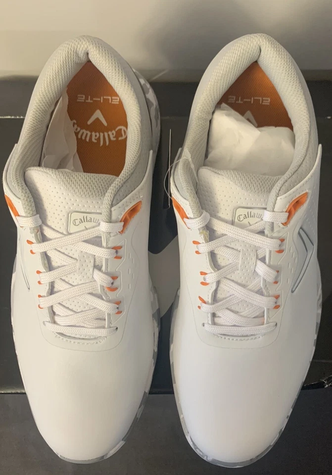 Nuevo - Zapatos de golf para hombre Callaway Coronado V2 CG400WM, talla 9,5 medianos, blancos/grises Foto 3 de 4