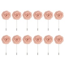 12 PCS Groom Rose Boutonnieres Pins Men Wedding Ceremony Suit Decoration