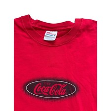 Vintage Hanes Coca-Cola Graphic T-Shirt Red Mens Large Enjoy Coke Logo Tee