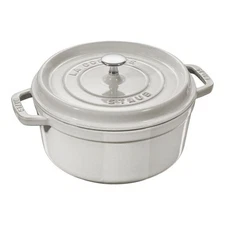 Staub Cast Iron 4 qt, Round, Dutch Oven, White Truffle