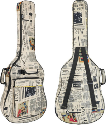 36/38 Inch Acoustic Guitar Gig Bag - 6Mm Padding, Vintage Newspaper Print