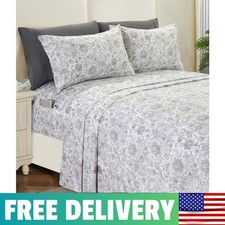 6-Piece Sheet Set Deep Pocket, Queen, Paisley Gray