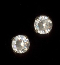 14K Solid Yellow Gold 3mm Round Cut Clear Crystal CZ Solitaire Stud Earrings Uq