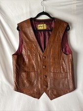 Vtg 60s 70s Tony’s Mens Leather Vest Brown Size 42 Moto Biker Motorcycle Hippie