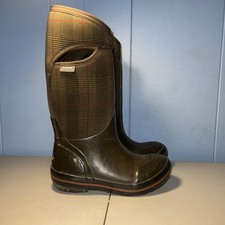 Bogs Plimsol Waterproof/snow Boots Size 7 Chocolate Brown With Plaid Upper