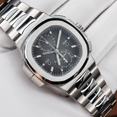 PAPERS Patek Philippe Nautilus 5990/1A-001 Grey 40.5mm Travel Time Chronograph