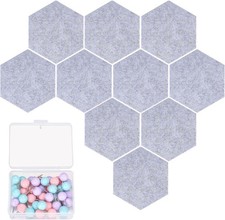 10 Adhesive Felt Cork Board Tiles Hexagon Push Pin Board 14x12cm Wall Decoration