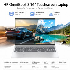 HP OmniBook 3 16" Touchscreen Laptop -Ultra 7 255U Upto 64GB DDR5 RAM 4TB SSD