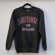 London England Sweatshirt Unisex Charcoal Gray Crewneck Pullover - Size M