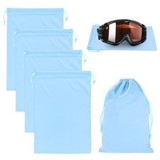 4-Pack Ski Goggle Bag, 10.6" x 7.1" Microfiber Bag for Snow Goggles Light Blue 