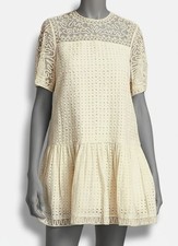 Ulla Johnson Women's Ivory Gabi Embroidered Mini Shift Dress Size 8