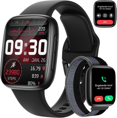 Smartwatch Damen Herren, 1,85  AMOLED Touchscreen, Fitness Tracker Mit Bluetooth