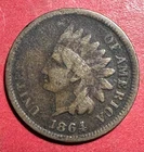 1864L US Indian Head Cent! "L" Shows! Pointed Bust! FINE Details! Old US Coin!