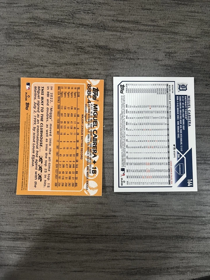 2023 Topps Chrome 1988 Topps Baseball Miguel Cabrera #88BC-4/#164 Refractor - Image 2 of 2