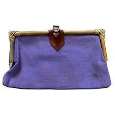 Vintage 60's Italian made purple women's clutch with Leather Closer