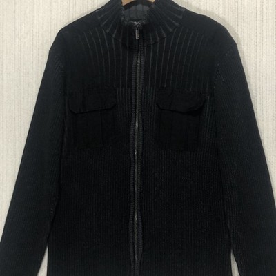 Calvin Klein Jeans Mens XL Full Zip Ribbed Cotton Knit Jacket Coat