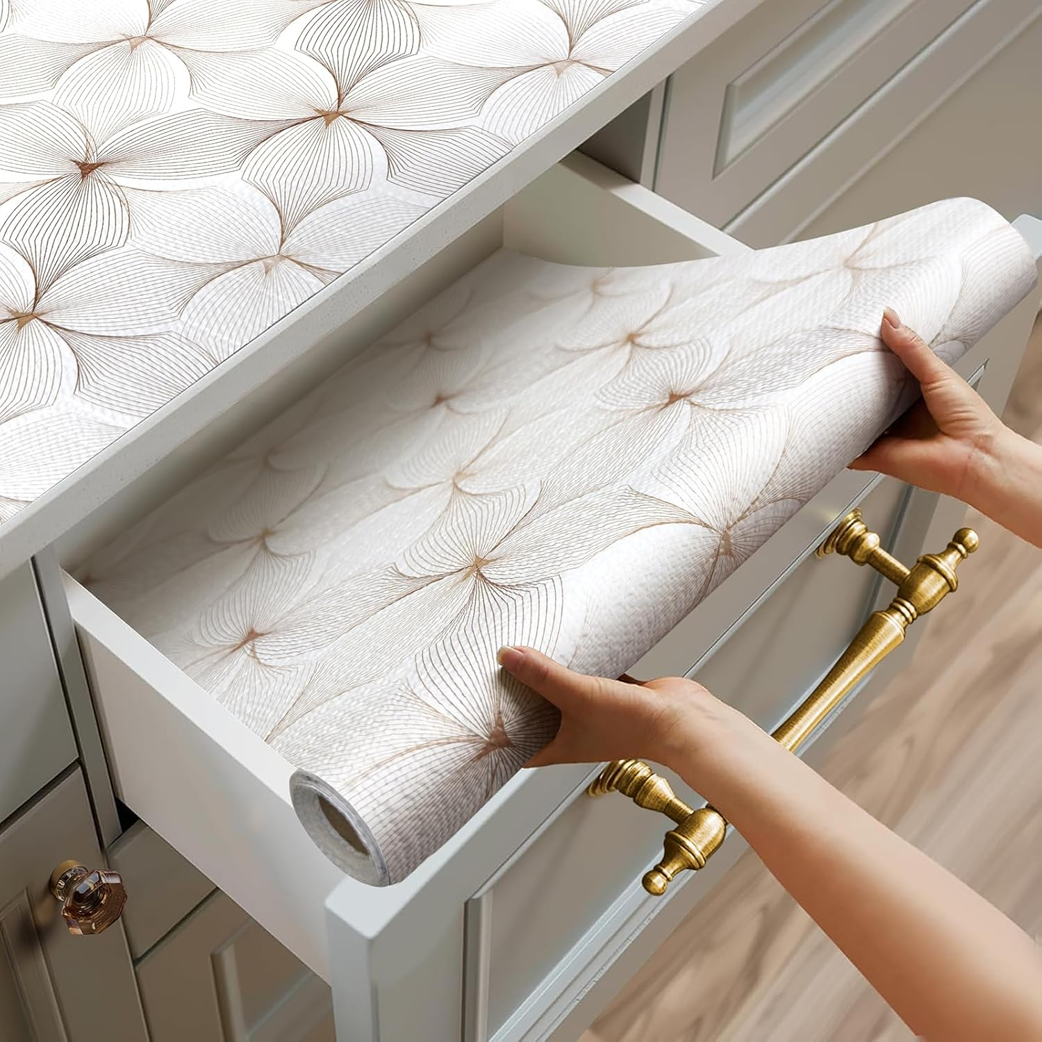 Shelf Liner for Kitchen Cabinets,Non Adhesive Cabinet Liner,Non-Slip Drawer Line