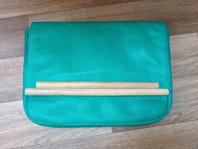 & other stories Unterarmtasche Clutch Retro Tasche Leder & Holz Grün Top Zustand
