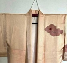 Japanese Kimono Pure Silk High Quality Embroidered Wide Collar e Pale Orange 57