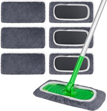 6 Pack Reusable Microfiber Mop Pads Compatible with Swiffer Sweeper Mop, Dry
