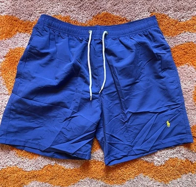 Short de bain Ralph Lauren - Taille M - Couleur bleu logo brodé jaune - Neuf  - Photo 1/4