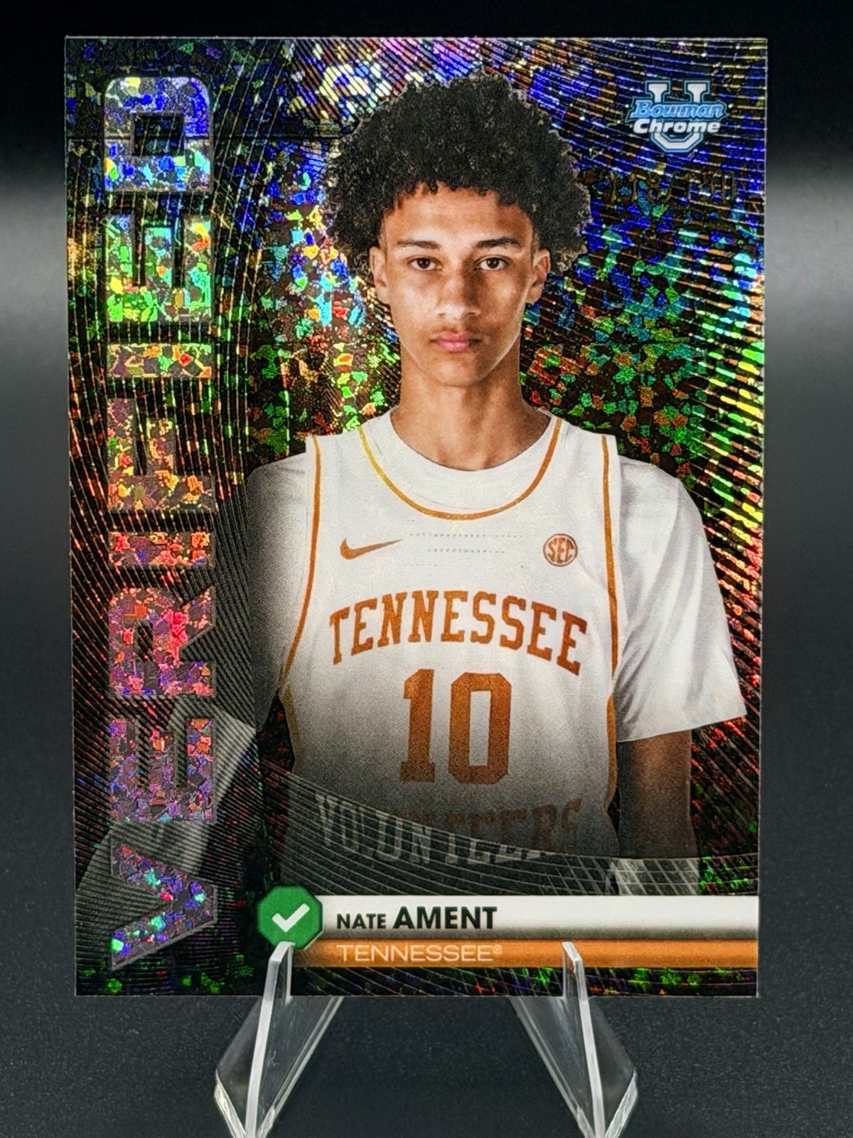 2025-26 Bowman Chrome Nate Ament VERIFIED MINI DIAMOND /150 Tennessee Volunteers