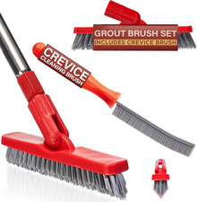 Grout Brush with Long Handle  Hard Bristle Crevice Cleaning Brush, Grout Cleane
