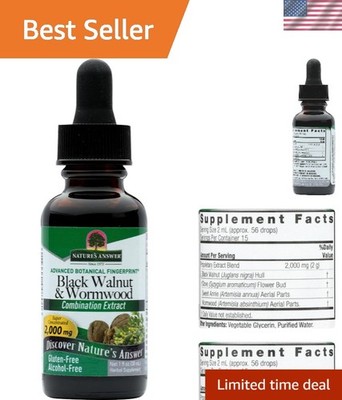 Natures Answer Black Walnut and Wormwood 1 oz 30mL 200mg. Extract, Liquid,pro...