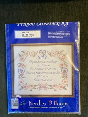 ''Set it Free''   Needles 'N Hoops Stamped Embroidery Sampler Kit 326 SEALED