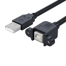 USB 2.0 Printer Cable USB A Male to B Female Extension Cable With Panel Mount