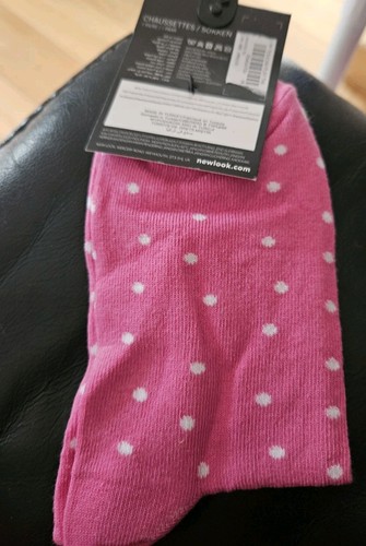 NEW WOMENS ONE SIZE SOCKS NEW LOOK TOUCAN PATTERN PINK SPOTTED - Picture 4 of 7