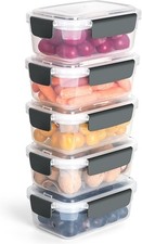 YORY 3 cup Plastic Food Storage Containers with Lids 3 cups, transparent