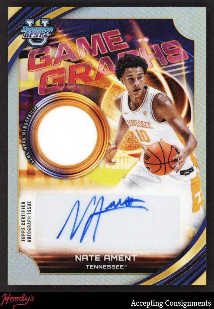 2025-26 Bowman's Best Uni Game Graphs Nate Ament ROOKIE GAME USED JERSEY AUTO view 1