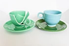 Vintage Fiesta Ware Cups & Saucers Lot Damaged Broken Craft Mosaic