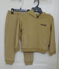 NWT 2pc Volcom Beige Hooded Sweatshirt Skull Island Joggers Set sz 5