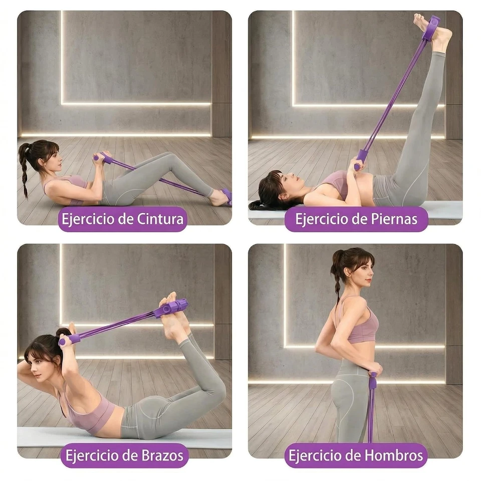 Corde de Tension Multifonctionnelle Élastique Fitness avec Pédales - Photo 4/4
