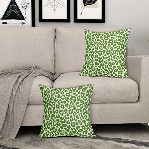 Green top leopard pillow