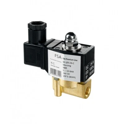 FSA Magnetventil Messing 1/8" 24V DC 0-10 bar NBR stromlos geschlossen