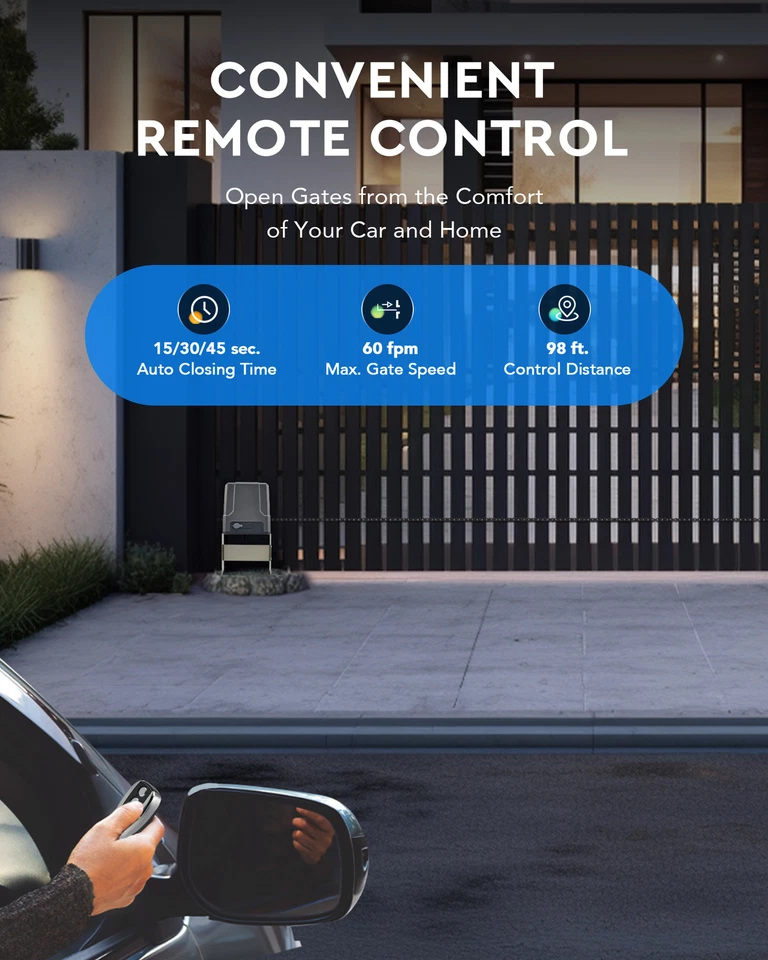 Puerta corredera automática CO-Z 1800lb con panel solar de 20W y baterías Foto 3 de 4