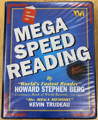 Mega Speed Reading ~ Howard Berg & Kevin Trudeau ~ 6 Cassettes ~ VHS ~ Workbook