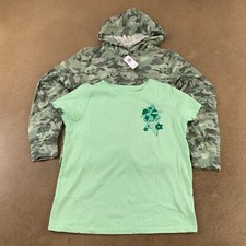 Old Navy Girls Size XL 14-16 Green Graphic Tee  Long Sleeve Camo Hoodie NWT