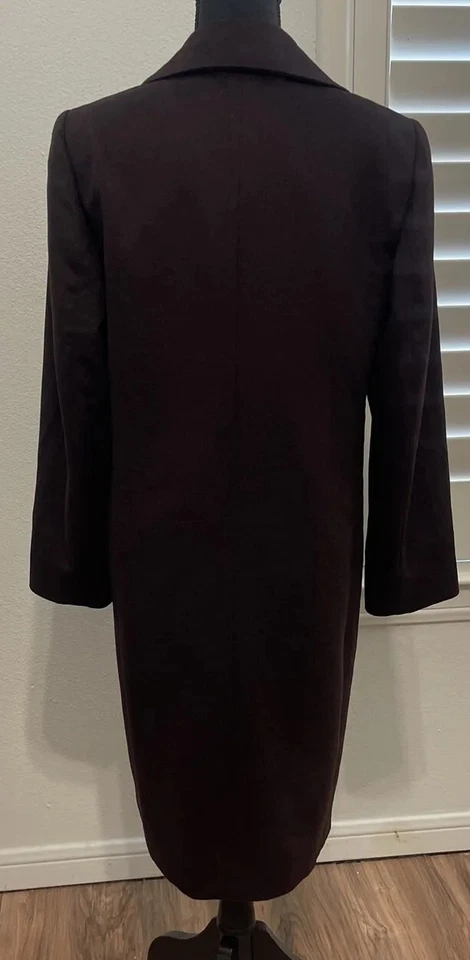 Bergdorf Goodman Women's Brown Angora Rabbit Wool Overcoat Size 10 Italy Made - Image 4 of 4