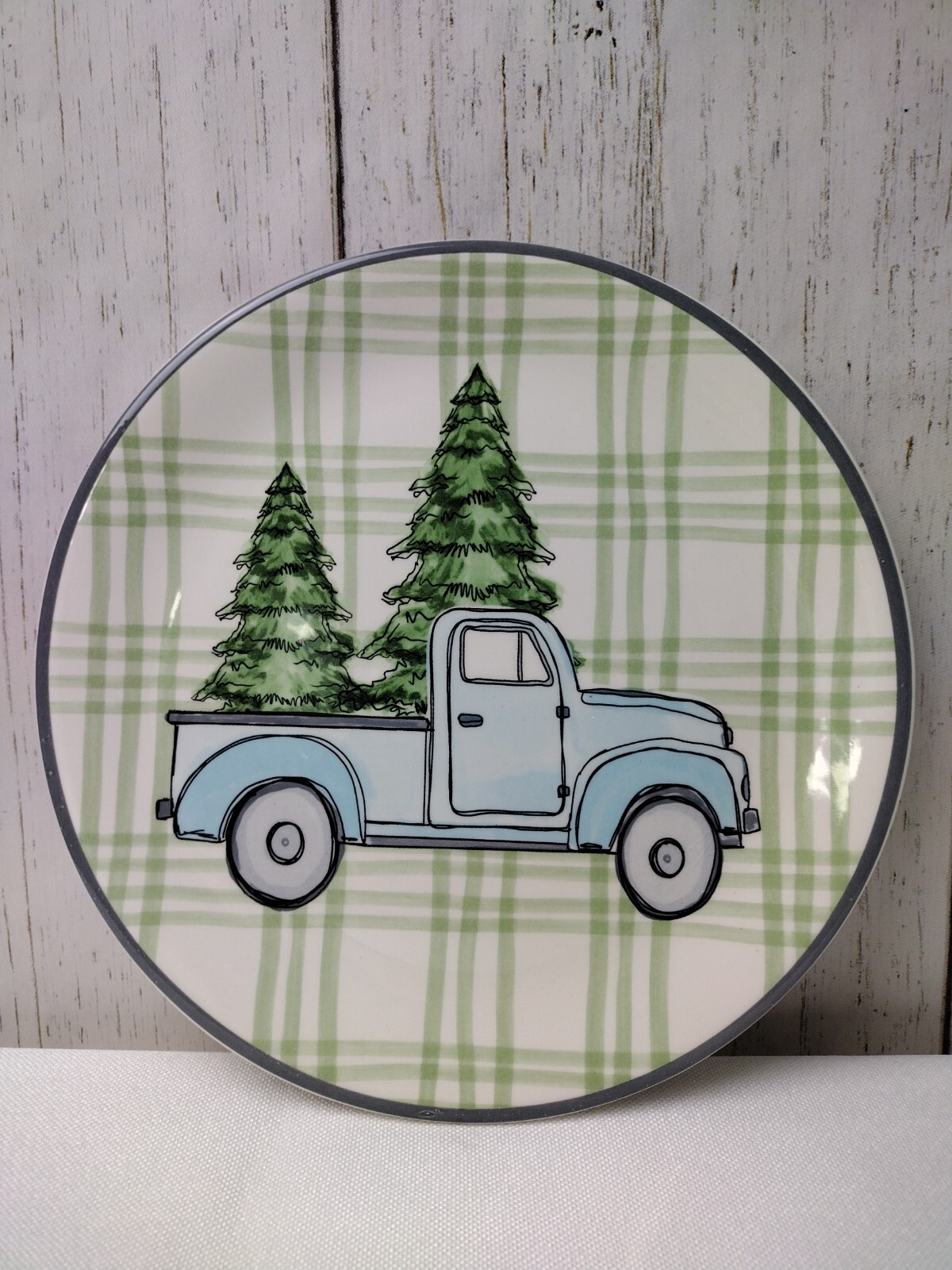 Robert Stanley Home Collection Blue Truck Christmas Dinner Plate 10.4