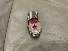 Russian Butane Lighter Knife- Red/ White /Silver-CCCP- 3&rdquo; x1.5&rdquo;- closed